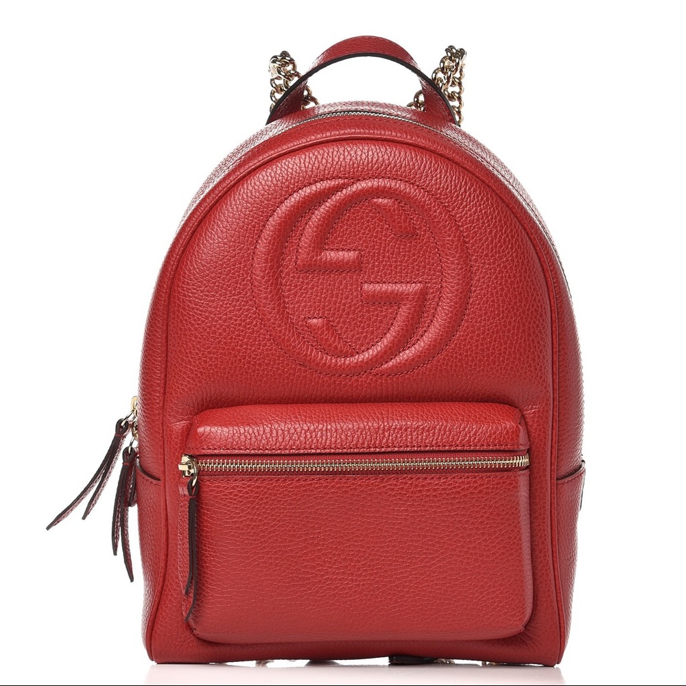 Gucci Red leather soho backpack & dust bag